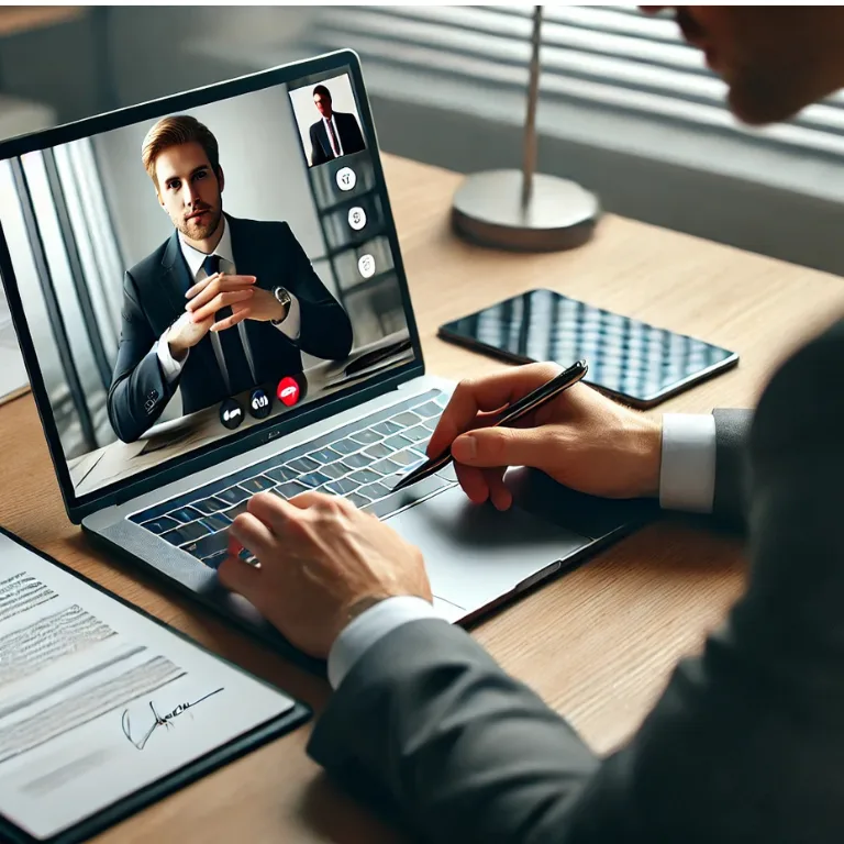 A virtual assistant working at a desk, sending a digital proposal to a client on a laptop, with a clean and professional workspace representing productivity and online business success. starting a virtual assistant business